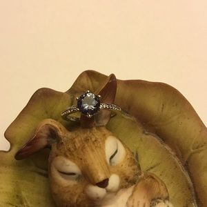 Pandora silver sparkling blue crown ring